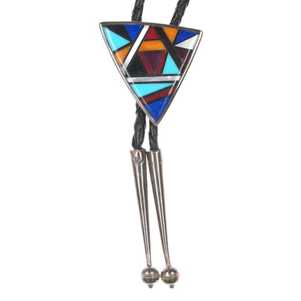 80's-90's Sterling Multi-stone Intarsia inlay bolo tie