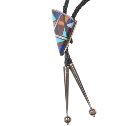 80's-90's Sterling Multi-stone Intarsia inlay bolo tie