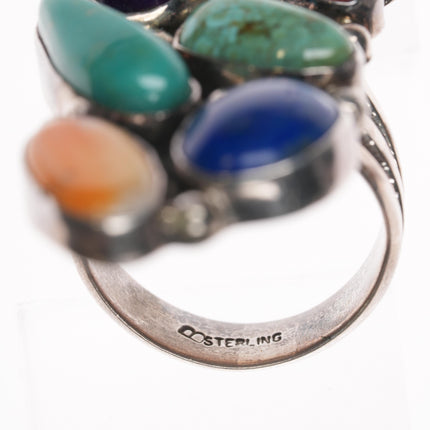 sz9 B Native American sterling multi-stone ring