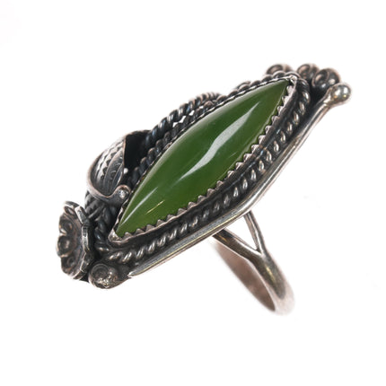 sz7.5 60's-70's Native American silver and jade ring