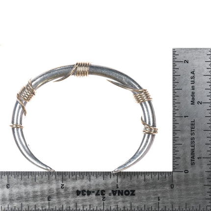 6 1/8" Orville Tsinnie Navajo 14k rope sterling cuff bracelet