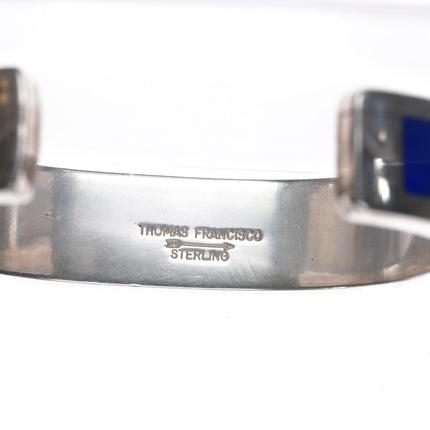 7.25" Thomas Francisco Navajo sterling lapis channel inlay cuff bracelet