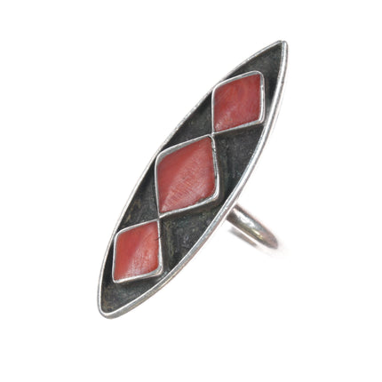 sz5.25 Jimmie Etsate Zuni sterling coral ring