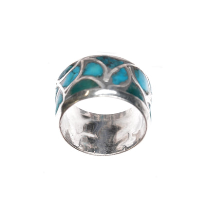 sz7.5 Alice Leekya Homer Zuni silver and turquoise inlay ring