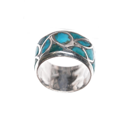 sz7.5 Alice Leekya Homer Zuni silver and turquoise inlay ring