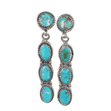 Benny Ration Navajo long sterling turquoise dangle earrings