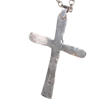 Horace Iule Zuni (1901-1978) Large silver and turquoise cross w/Necklace