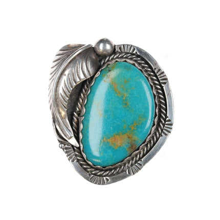 sz9.75 1970's Platero Navajo sterling and turquoise ring