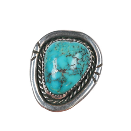 sz12 1970's Navajo sterling spiderweb turquoise ring