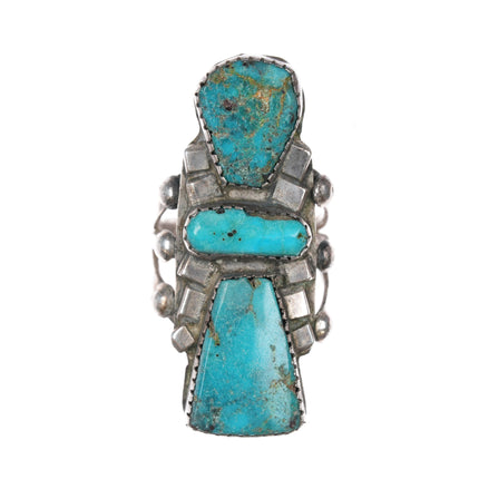 sz6.5 Early Native American silver turquoise kachina form ring