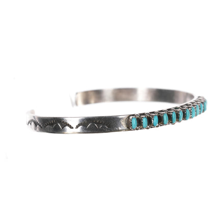 6" B Cachini Zuni sterling sleeping beauty turquoise row cuff bracelet