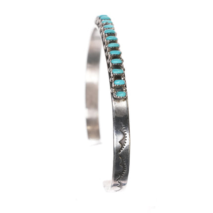 6" B Cachini Zuni sterling sleeping beauty turquoise row cuff bracelet