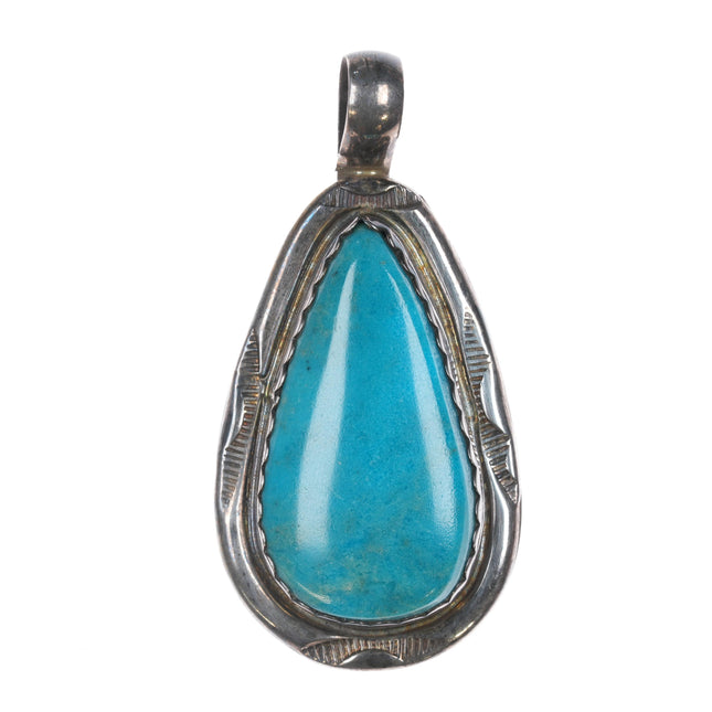 HT Native American sterling and turquoise pendant