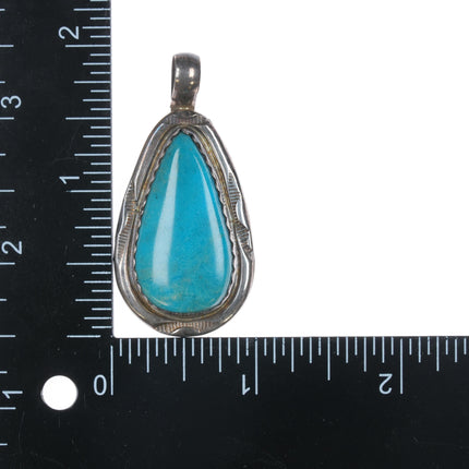 HT Native American sterling and turquoise pendant