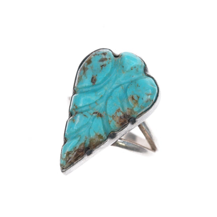 sz7 Vintage Zuni carved turquoise ring