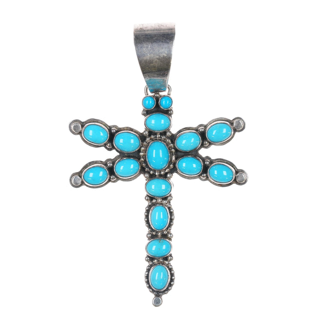 Darrin Livingston Navajo Sterling Sleeping Beauty turquoise Dragonfly pendant