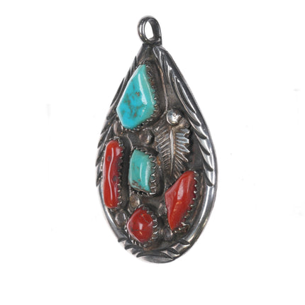 Angelita Cheama Zuni Sterling pendant with turquoise and coral