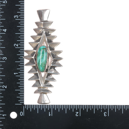 Wilfred B. Henry  Navajo cast silver high grade turquoise pin