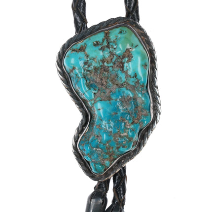 c1950 Navajo Freeform turquoise nugget sterling bolo tie