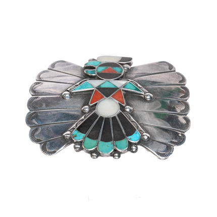 c1950 Zuni Sterling channel inlay belt buckle