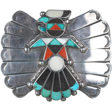 c1950 Zuni Sterling channel inlay belt buckle