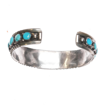 6.75" Vintage Navajo silver and turquoise  row cuff bracelet