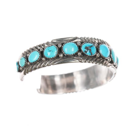 6.75" Vintage Navajo silver and turquoise  row cuff bracelet