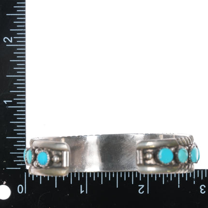 6.75" Vintage Navajo silver and turquoise  row cuff bracelet