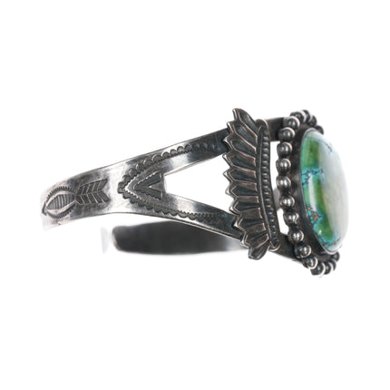 6.5" 40's-50's Vintage Navajo curio silver cuff bracelet with amazing turquoise