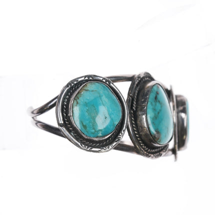 5 5/8" Vintage Native American silver cuff bracelet with turquoise