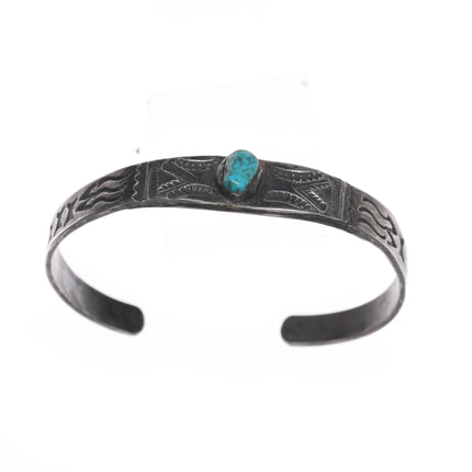 5.75" c1930's Navajo silver cuff bracelet with turquoise