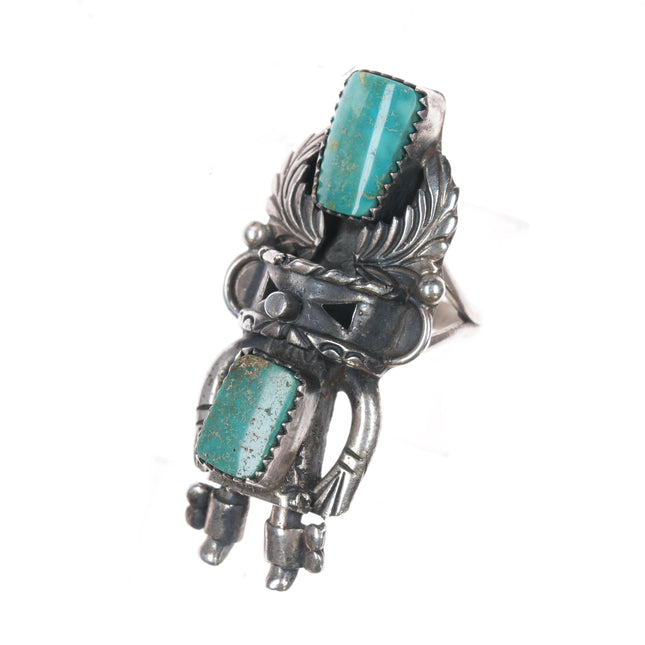 sz7.25 John Coers Cherokee Sterling and turquoise kachina ring