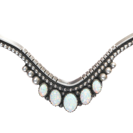 Betty Tom Navajo sterling and opal bar necklace