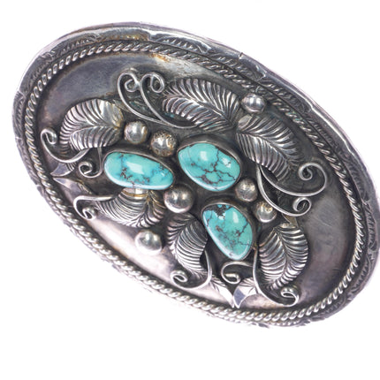 PC Vintage Native American sterling and turquoise belt buckle