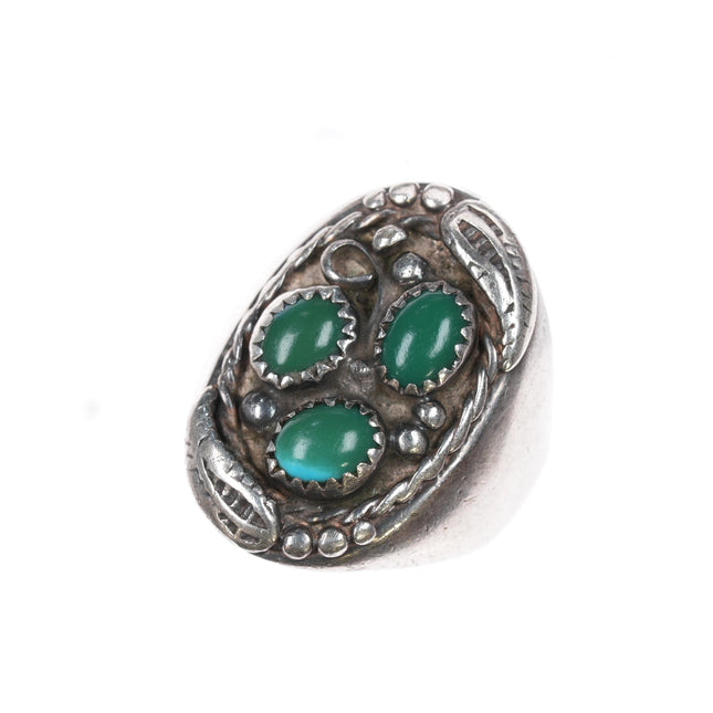 sz8.5 Vintage Native American sterling green turquoise ring