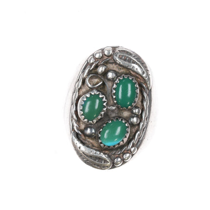 sz8.5 Vintage Native American sterling green turquoise ring