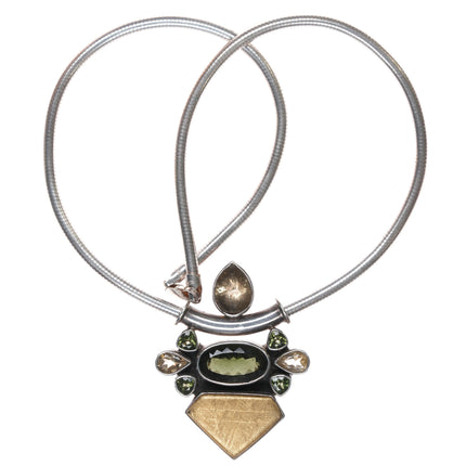 Sterling citrine, peridot retro necklace/pendant