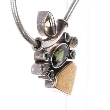 Sterling citrine, peridot retro necklace/pendant