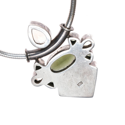 Sterling citrine, peridot retro necklace/pendant