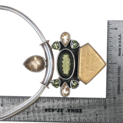 Sterling citrine, peridot retro necklace/pendant