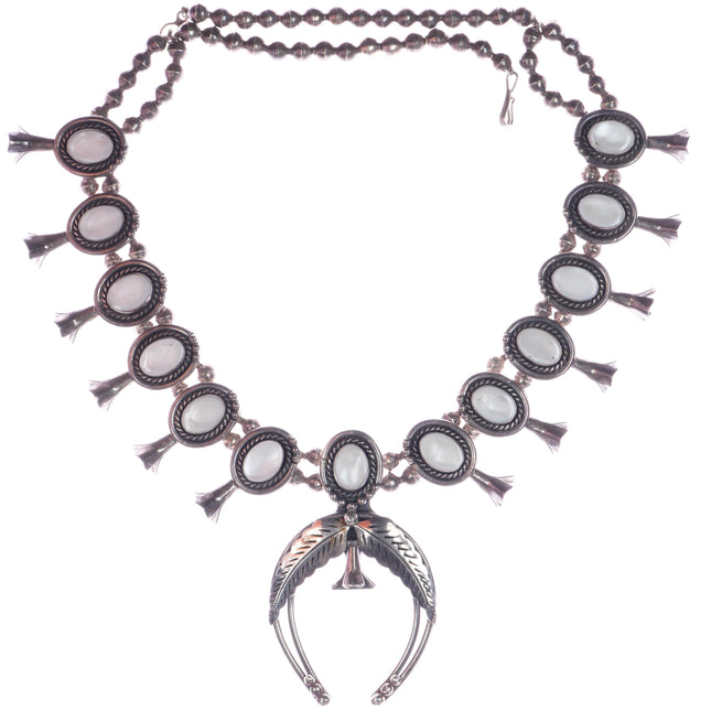 Roy Vandever Navajo sterling mother of pearl squash blossom necklace