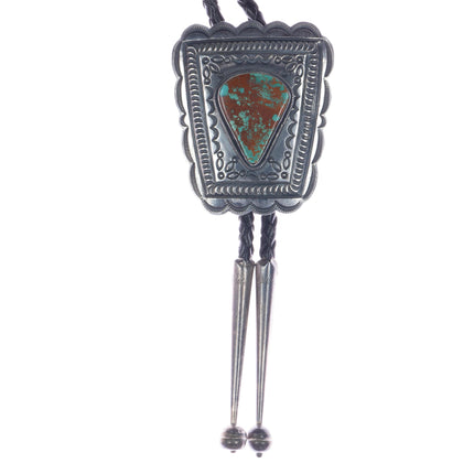 Harry Morgan Navajo Sterling high grade turquoise bolo tie