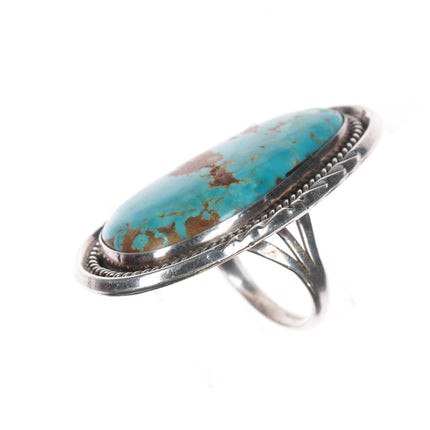 sz10 Large Vintage Navajo silver and turquoise ring