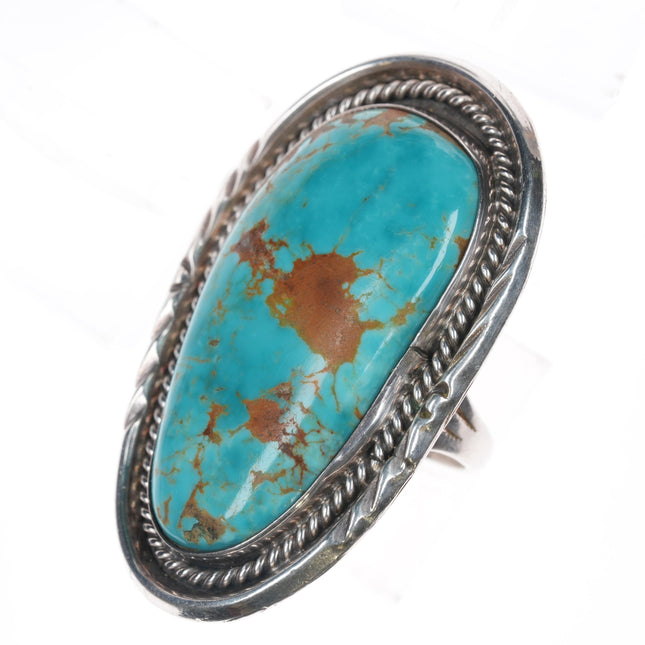 sz10 Large Vintage Navajo silver and turquoise ring