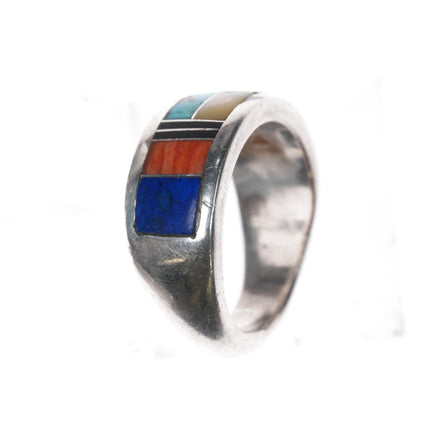 sz9.5 Frank Chee Navajo sterling multi-stone channel inlay ring