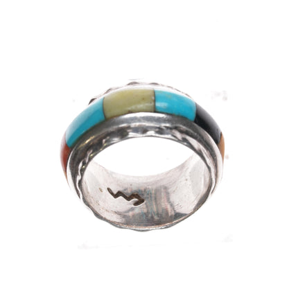 Sz9 Edward Zuni Sterling Multi-stone inlay ring