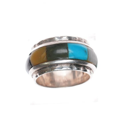 Sz9 Edward Zuni Sterling Multi-stone inlay ring