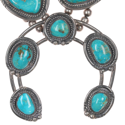 Heavy 1970's Art Tafoya Yaqui Sterling high grade turquoise squash blossom necklace