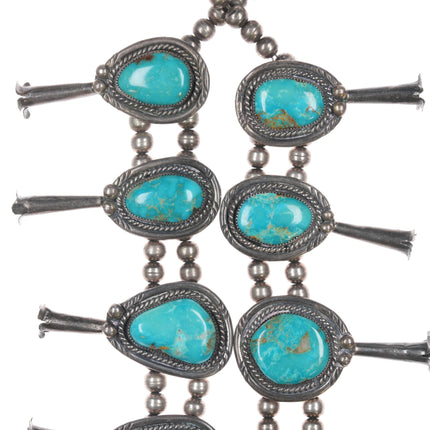 Heavy 1970's Art Tafoya Yaqui Sterling high grade turquoise squash blossom necklace