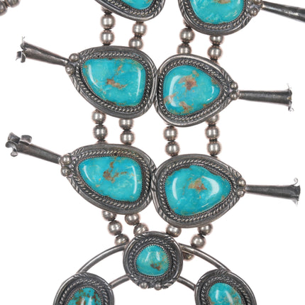 Heavy 1970's Art Tafoya Yaqui Sterling high grade turquoise squash blossom necklace